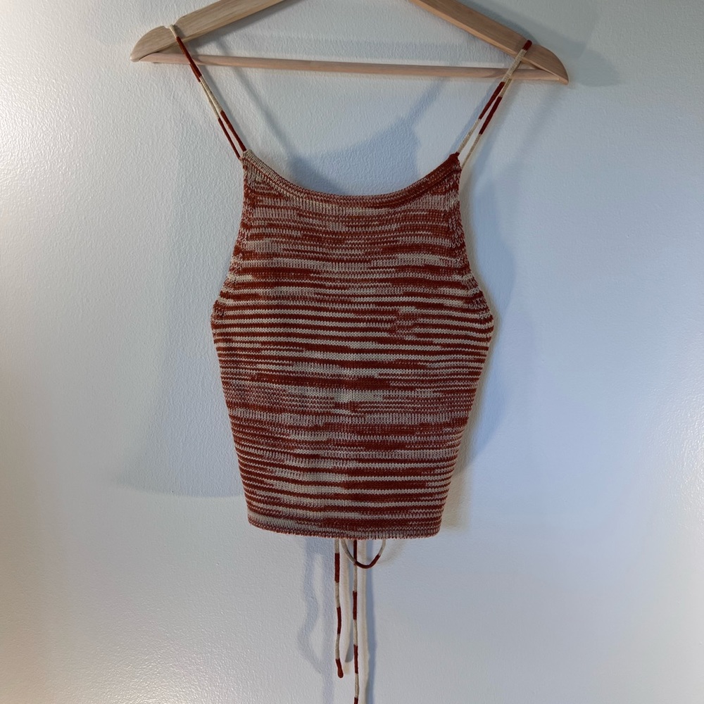 Brand: Shein - Color: Rust and Cream - Style: halter crop tank top